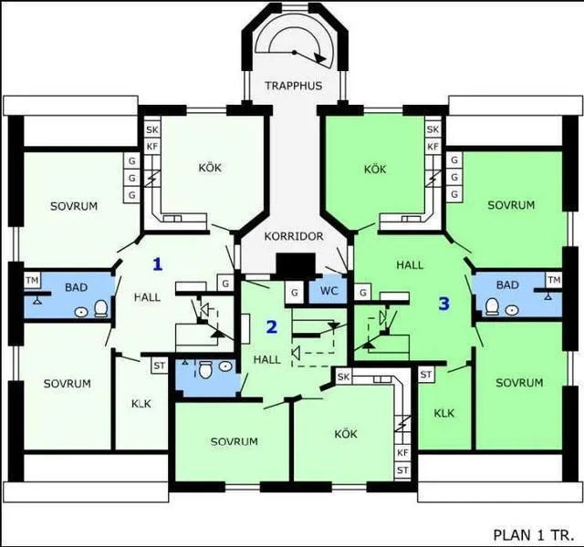 2a plan. OBS: etagevåningar till 3e plan